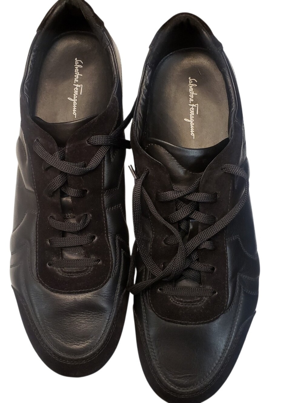 Salvatore Ferragamo Black Men's Leather Casual Sneakers Size 11.5